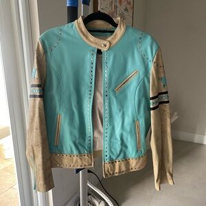 Wilson Leather Jacket XL Cafe Racer Motorcycle Biker Daredevil Star Studded